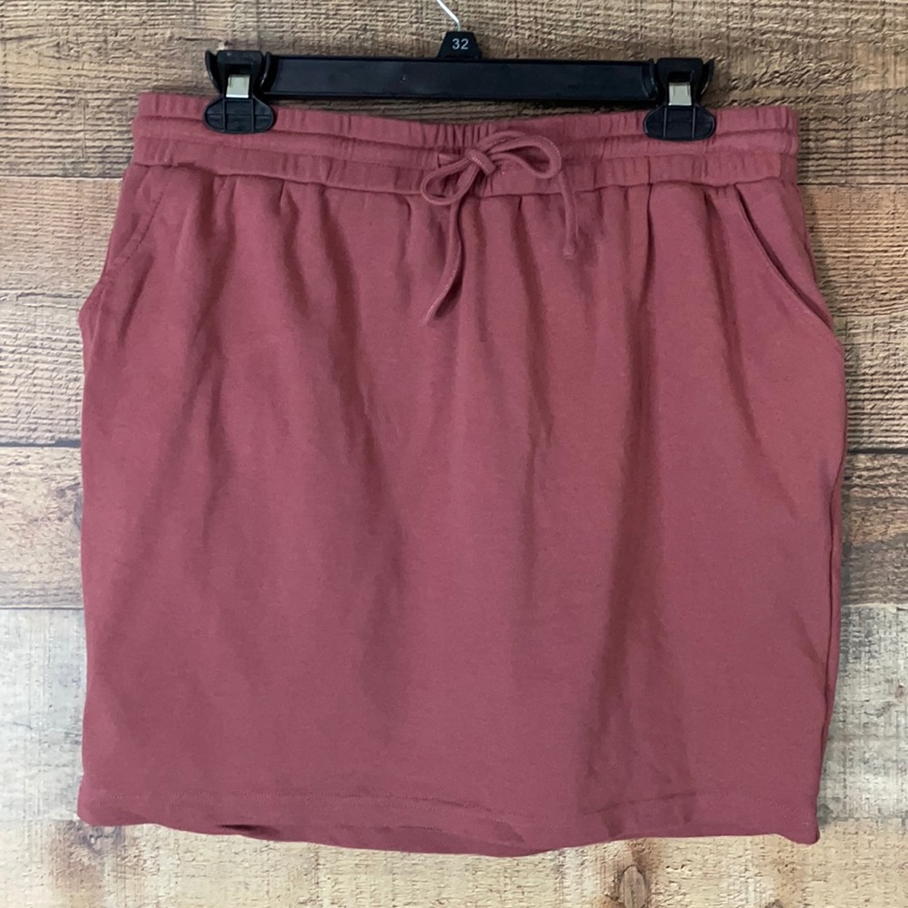 Kittenish mauve pink knit skirt drawstring waist Size large